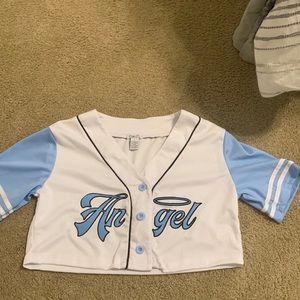 Angel baseball tee